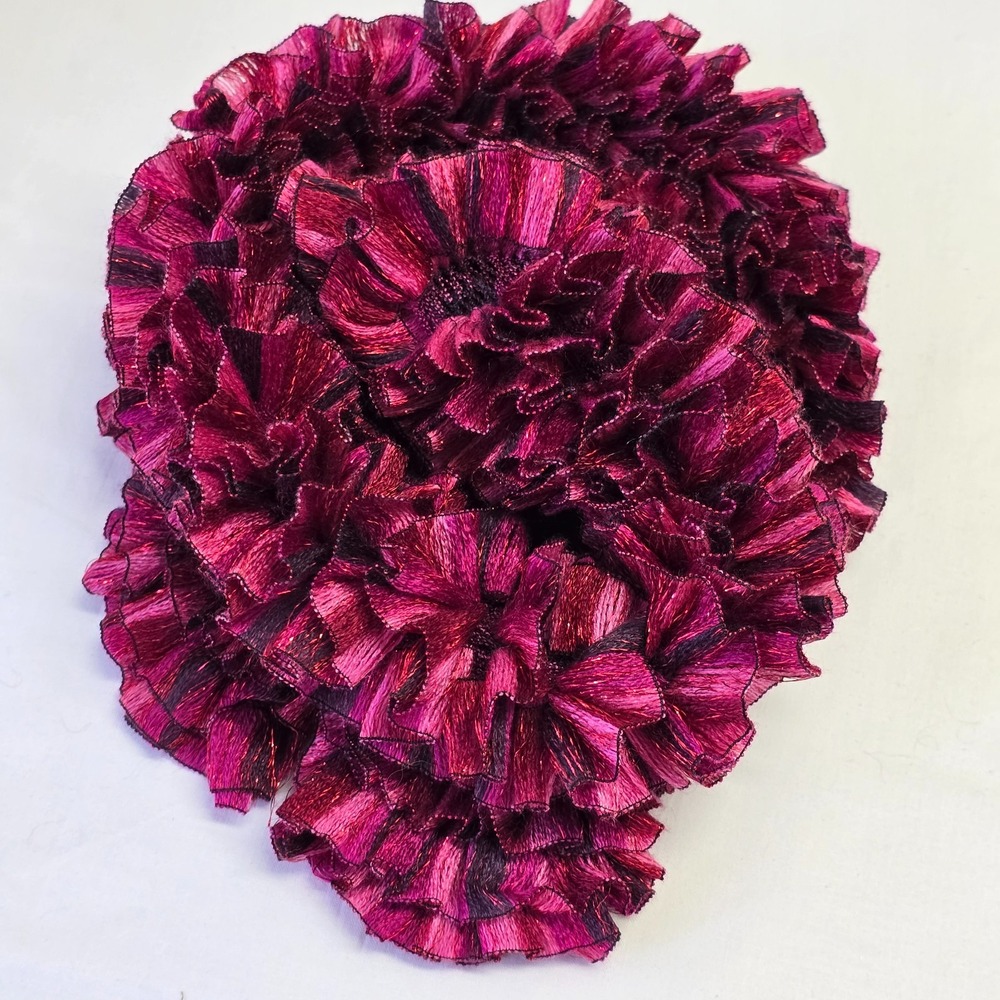Handmade Ruffle Ribbon Scarf Pink Women